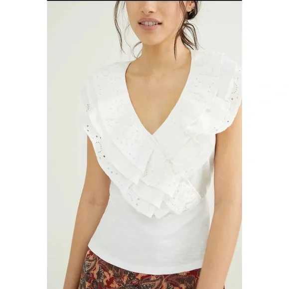 Anthropologie Porridge Jodi Ruffled Eyelet Top NWT Size XL - Picture 2 of 9